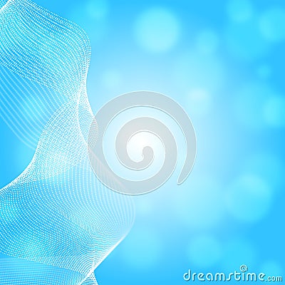 Abstract Shiny Wave in Blurred Blue Background Cartoon Illustration