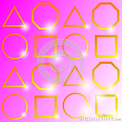 `Shining golden geometry ,on pink background,vector illustration.` Vector Illustration