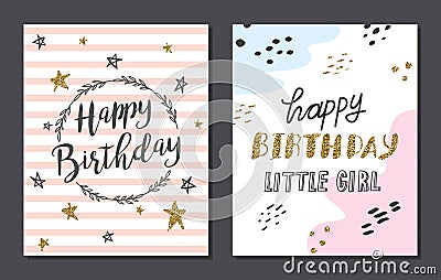 Set of cute birthday card templates Stock Photo