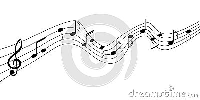 Black Music Notes in White Background Cartoon Illustration