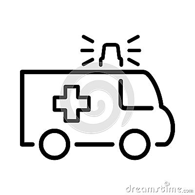 Ambulance truck icon vector, filled flat sign, solid pictogram isolated on white. Symbol, logo illustration. Pixel perfect Vector Illustration