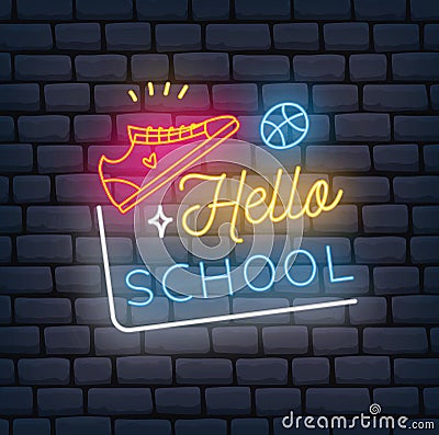 Back to school themed neon sign Stock Photo