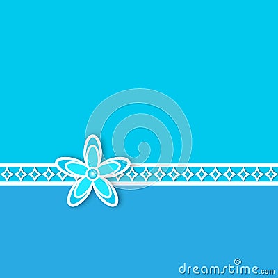 Simple Blue Geometric Flower and White Texture in Blue Background Vector Illustration