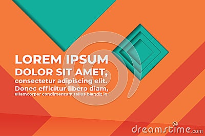 Abstract polygon vector background with triangle shape and text space - orange and turquoise color Vector Illustration