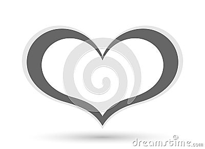 Black heart icon Abstract heart shape outline vector love valentine`s icon element on white background Cartoon Illustration