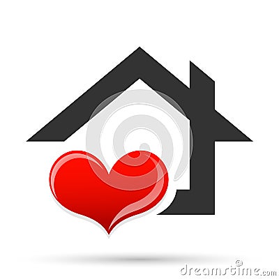 Heart happy family home house love union compassion concept icon logo element vector on white background Stock Photo