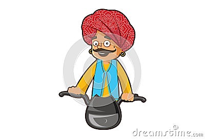 Cartoon Illustration Of Rajasthani Man Vector Illustration