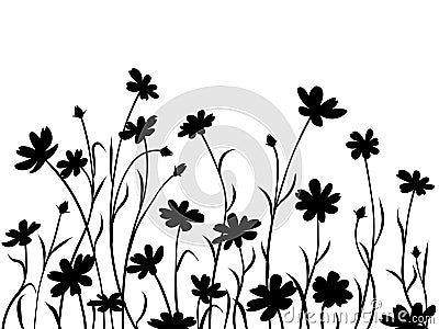 Abstract meadow flowers, border Vector Illustration