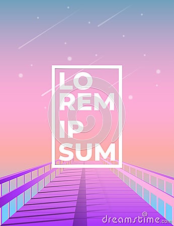 Modern background with frame at the end of purple pier - poster template with cool gradient Vector Illustration