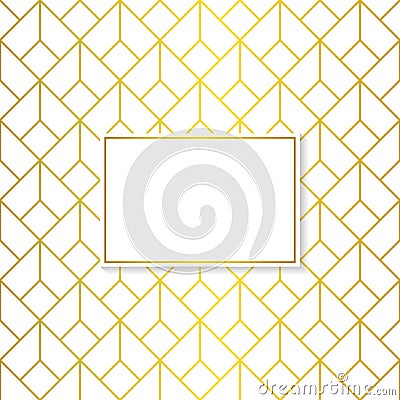 Seamless Golden Geometric Square Shapes Pattern in White Background Vector Illustration