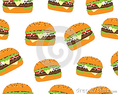 Seamless pattern of tasty cheeseburger Stock Photo