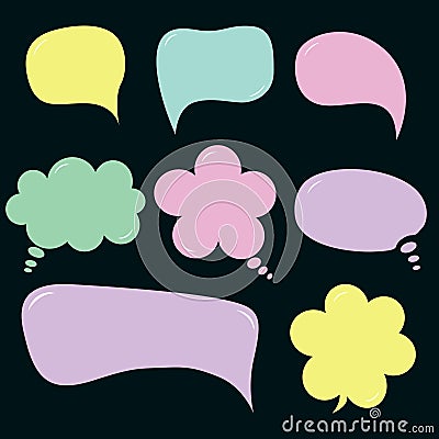 Empty speech bubbles for text communication. Colorful speech bubbles set. Vector Illustration