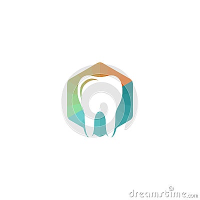 Colorful polygonal hexagon and tooth Vector Illustration