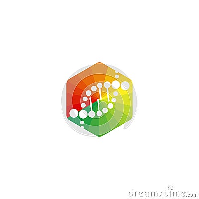 DNA logo, helix and hexagon vector icon Vector Illustration