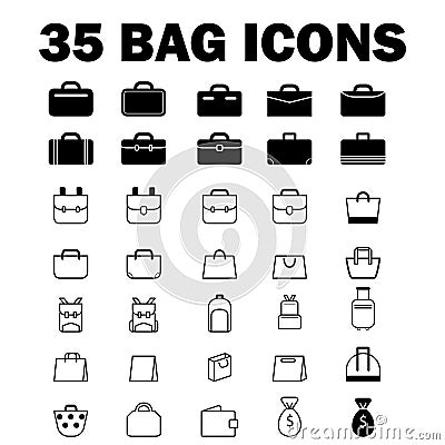 35 Bag Icons Stock Photo