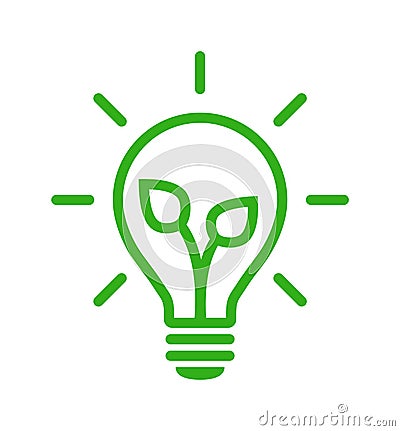 Green energy light bulb icon Vector Illustration