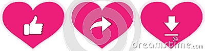 `Amuse,share your heart,download love vector icon.Thumbs-up icons, sharing and downloading on symbols of love.` Vector Illustration