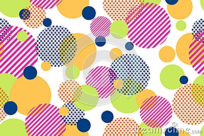 Seamless pattern of colorful dots and geometric circle modern on white background Cartoon Illustration