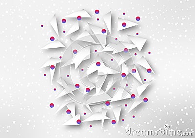 Abstract Triangles and Dots in Grey Background Stock Photo
