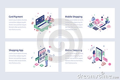 Shopping Isometric Illustration Vectors Vector Illustration