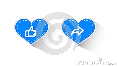 `Vector icons, thumbs up and share graphic designs in the concept of love.Social media love symbol for Valentine`s Day on a white Editorial Stock Photo