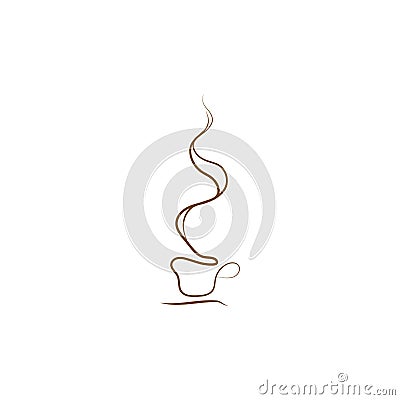 Artistic coffee or tea cup with steam vector drawing. Vector Illustration