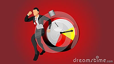 The character of a running businessman is rushed for time. Vector Illustration