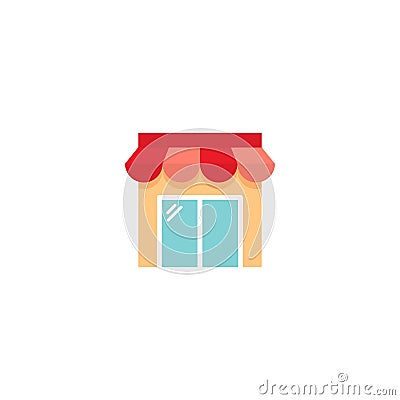 Market or shop building colorful vector icon Vector Illustration