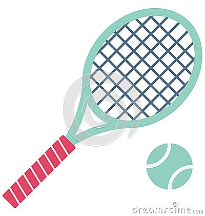 Tennis Racket Color Vector Icon which can easily modify or edit Vector Illustration