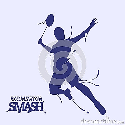Badminton smash splash silhouette Cartoon Illustration