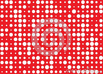 Vector Seamless White Dots Pattern in Red Background Stock Photo