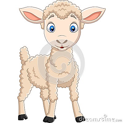 Cartoon happy lamb isolated on white background Vector Illustration