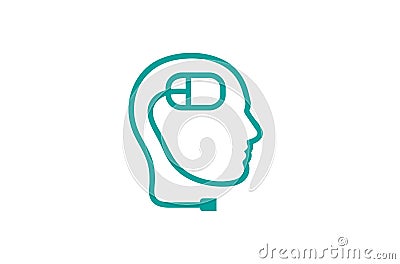 Creative Abstract Human Head Computer Mouse Logo Design Vector Symbol Illustration Vector Illustration