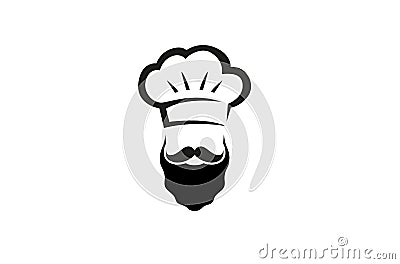 Creative Abstract Chef Hat Beard Logo Design Vector Symbol Illustration Vector Illustration