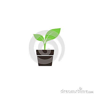 Young sprout in a pot simple vector icon Vector Illustration