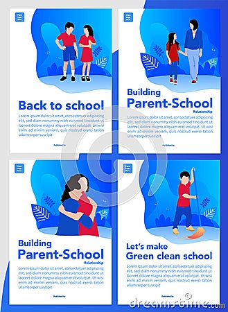 Back to school and build parent-school relationship simple and fresh design for cover books or pdf cover online book. School theme Vector Illustration