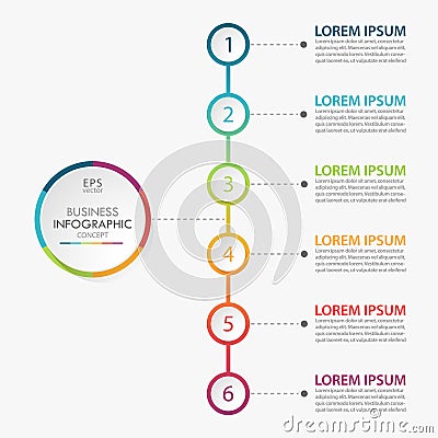 Presentation business infographic template with 6 options. Vector Illustration