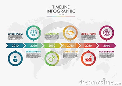 Business data visualization. timeline infographic icons designed for abstract background template with 6 options. Vector Illustration