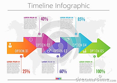 Business data visualization. timeline infographic icons designed for abstract background template with 5 options. Vector Illustration