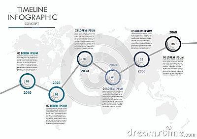 Business data visualization. timeline infographic icons designed for abstract background template with 6 options. Vector Illustration