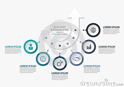 Business data visualization. timeline infographic icons designed for abstract background template with 6 options. Vector Illustration
