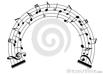 Curved music notes scale Vector Illustration