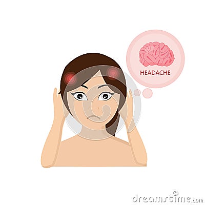 Woman suffers from headache and migraine. Stock Photo