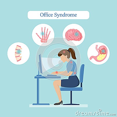 Business woman have office syndrome symptoms. Stock Photo