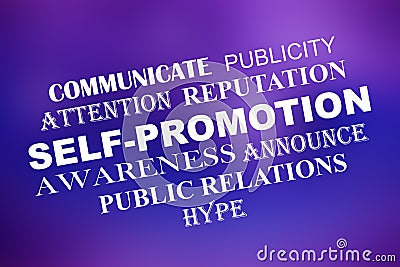 Self promotion word cloud Stock Photo