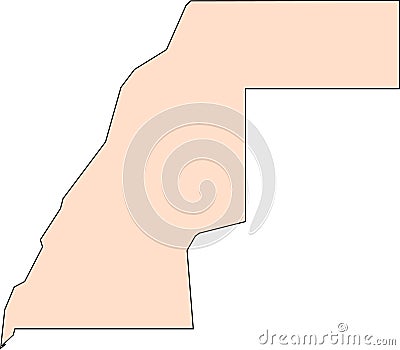 Map of Western Sahara with black contour lines Vector Illustration