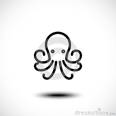 Octopus outline icon on the white background Vector Illustration