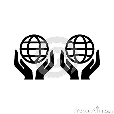 Website globe symbol with hands protect Vector Illustration