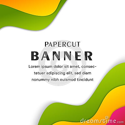 Square banners with 3D abstract background with green paper cut waves Vector Illustration