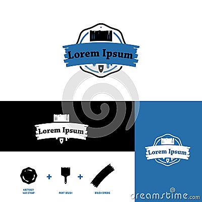 Icon for paint manufacturers, carpenters and wood industry, stylized brush Vector Illustration